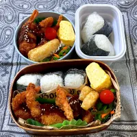 Snapdishの料理写真:肉巻きエビフライ弁当|SaDaさん