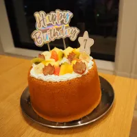 Snapdishの料理写真:酵母シフォンのバースデーケーキ🎂| chiakiさん