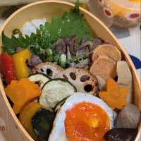 Snapdishの料理写真:本日のお弁当〜がおりんさんの料理　自分弁当🍙| f.1125beさん