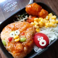 Snapdishの料理写真:漢の…次女用🍱鶏チリおにぎり弁当|ᵏᵒᵘさん