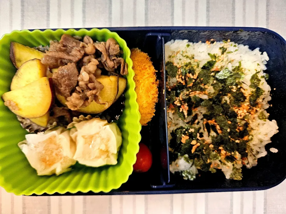 さつまいもと牛肉のオイスターソース炒め❤️旦那さんお弁当❤️|かおるcitronさん