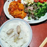 Snapdishの料理写真:落花生ご飯の夕飯|ゆっこさん