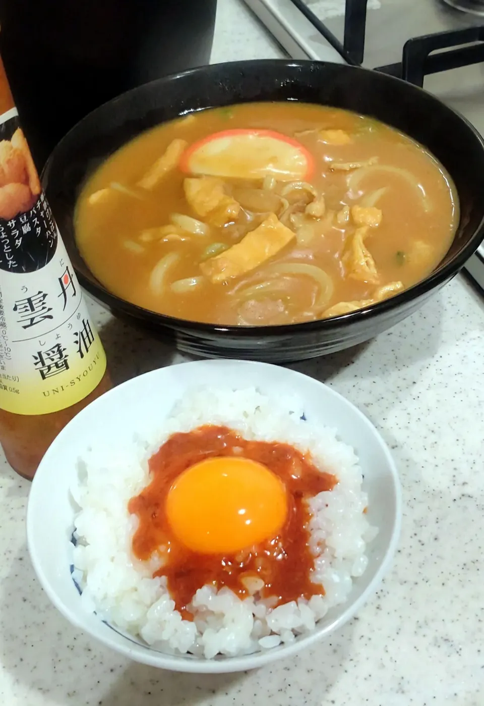 Snapdishの料理写真:カレーうどん♡ふわふわ卵かけご飯♡|GGGさん