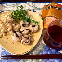 Snapdishの料理写真:帆立の塩こんぶとパルミジャーノ・レッジャーノでイタリアン🇮🇹|ワイントンさん