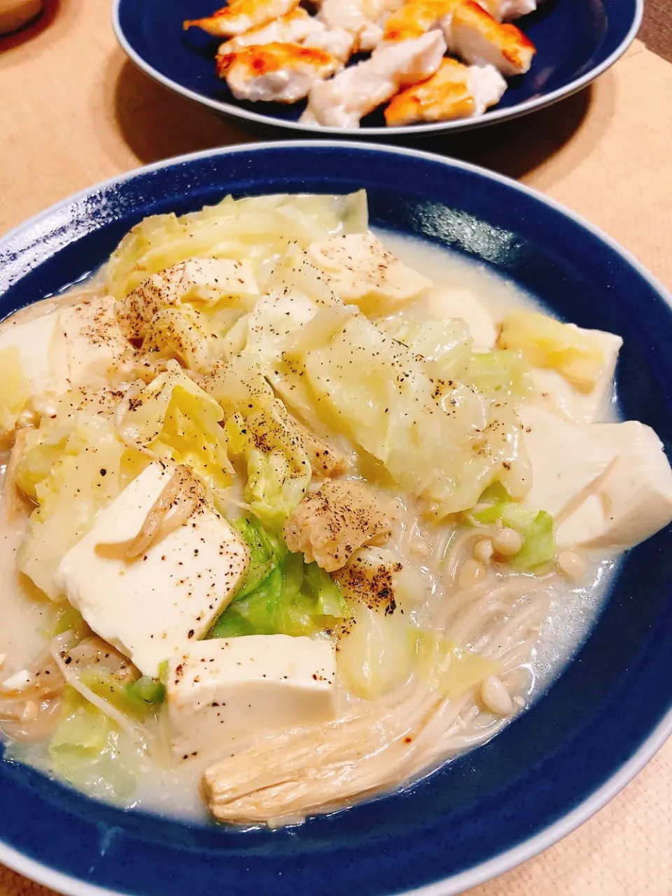 Snapdishの料理写真:豆腐とキャベツの塩豆乳煮|ももこさん