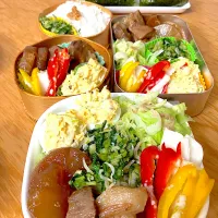 Snapdishの料理写真:家族お弁当🍱ｏ(｡・‧̫・｡)ｏ♡︎❤️|ふみぃさん