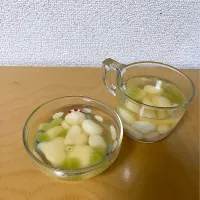 Snapdishの料理写真:自家製梅シロップdeフルーツ白玉♪♪|みきのキッチン＊*さん