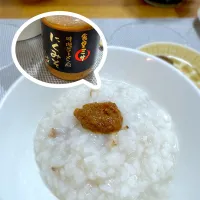 Snapdishの料理写真:椎茸の軸入りお粥×食堂ミサの肉味噌|morimi32さん