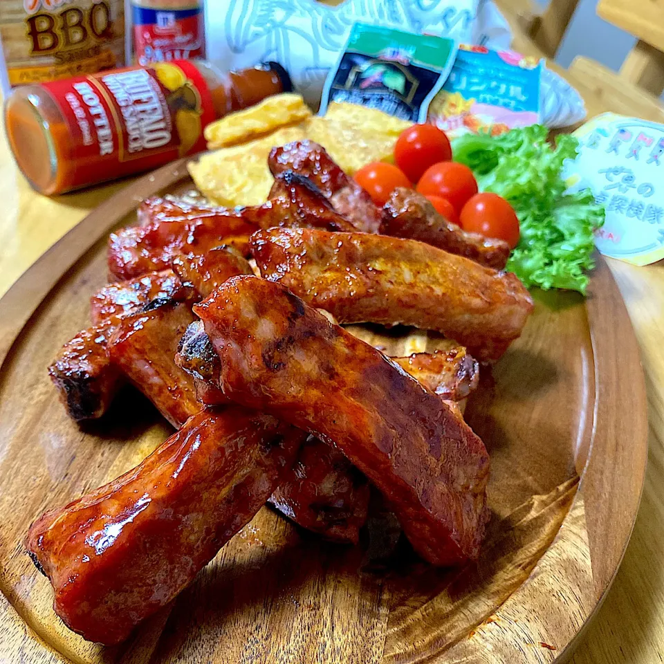 Snapdishの料理写真:バックリブBBQソース（ハニーBBQソース&バッファローホッター）|sakurakoさん