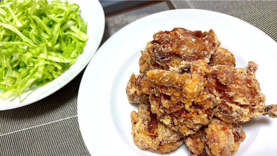 ●からあげ●キャベツの千切り|あさん