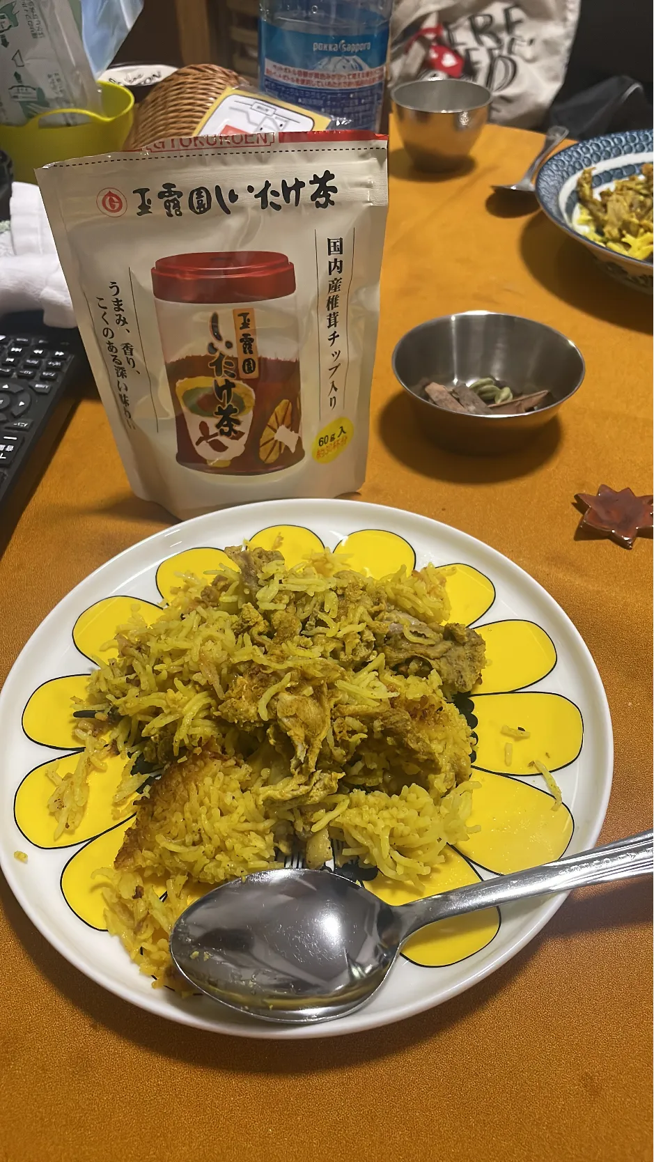 ポークビリヤニにしいたけ茶の隠し味。|ぽんぽこまめだ。さん