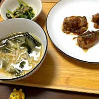 秋刀魚の味噌煮、お味噌汁、ほうれん草のおひたし|ビスケットさん