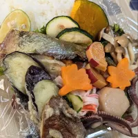 Snapdishの料理写真:鰆の西京焼きと秋野菜弁当|f.1125beさん