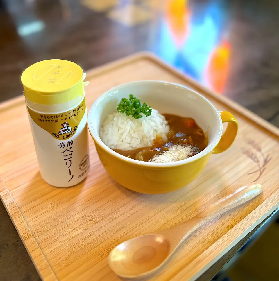 カレーにチーズ🧀芳醇ペコリーノ|かっちゃん杉さん