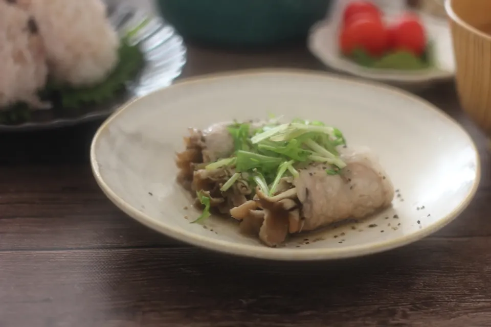 舞茸の豚肉巻きゆずブレンド糀甘酒レンジ蒸し|ちいさなしあわせキッチンさん