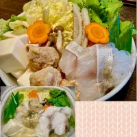 Snapdishの料理写真:気まぐれ投稿                                           「たらちり+鶏団子一人鍋」|mottomoさん