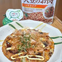 Snapdishの料理写真:29日肉の日❇　　　　　　　　　大豆ミートでふわふわお好み焼き|びせんさん