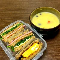 Snapdishの料理写真:サンドイッチ弁当|まあるななさん