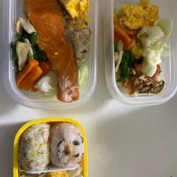 娘初めての遠足弁当🌸とついでにパパとママの残り物弁当|もっつぁさん