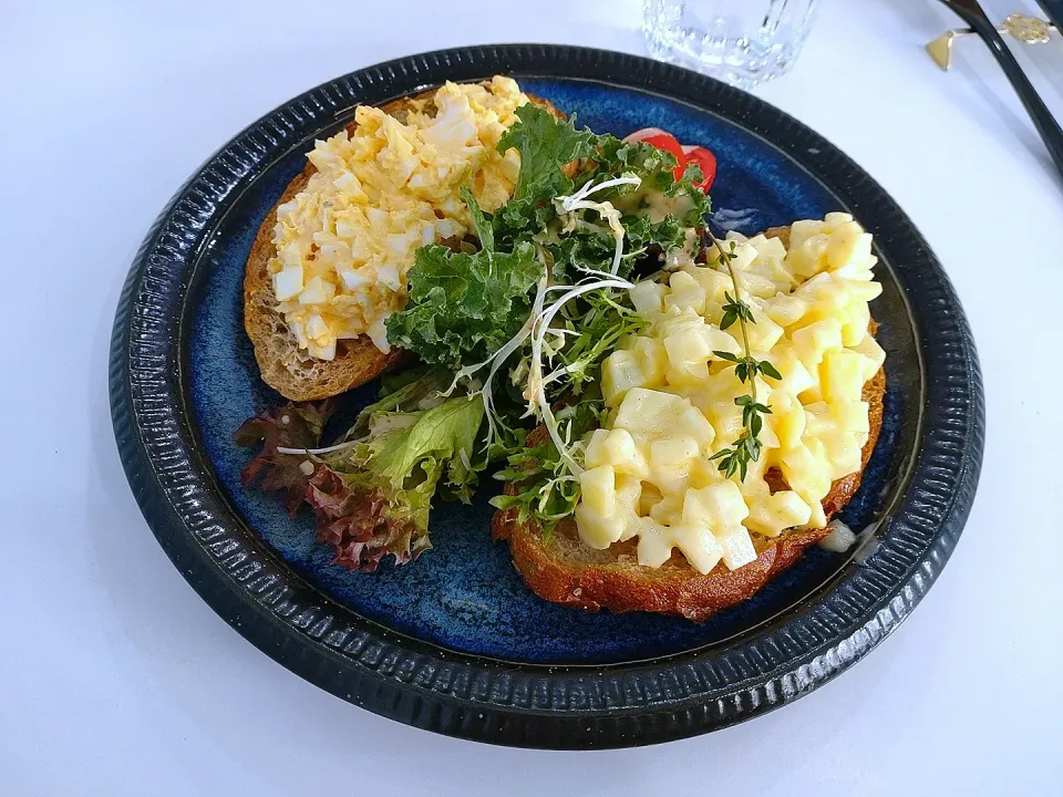 potato salad and egg sourdough😊|Fan Fannyさん