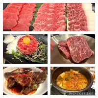 Snapdishの料理写真:韓国出張🇰🇷 2日目の夜は牛肉🥩　お刺身、ユッケ、焼肉、チゲ、ケジャン🦀|BUBUさん