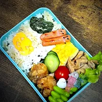 Snapdishの料理写真:シマエナガでごまかそうとする私を許してください…の息子弁当|maSami＊さん