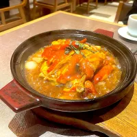 Snapdishの料理写真:Braised chicken with basil and punning bean sauce in casserole|skyblueさん