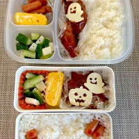 Snapdishの料理写真:ハロウィンハンバーグ弁当。旦那さん、娘弁当。