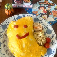 Snapdishの料理写真:ランチ♯Yummy!オムライス♯万能クッキングたれ♯ハロウィン