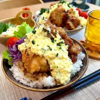 Snapdishの料理写真:唐揚げタルタル丼！|ラゴさん。さん