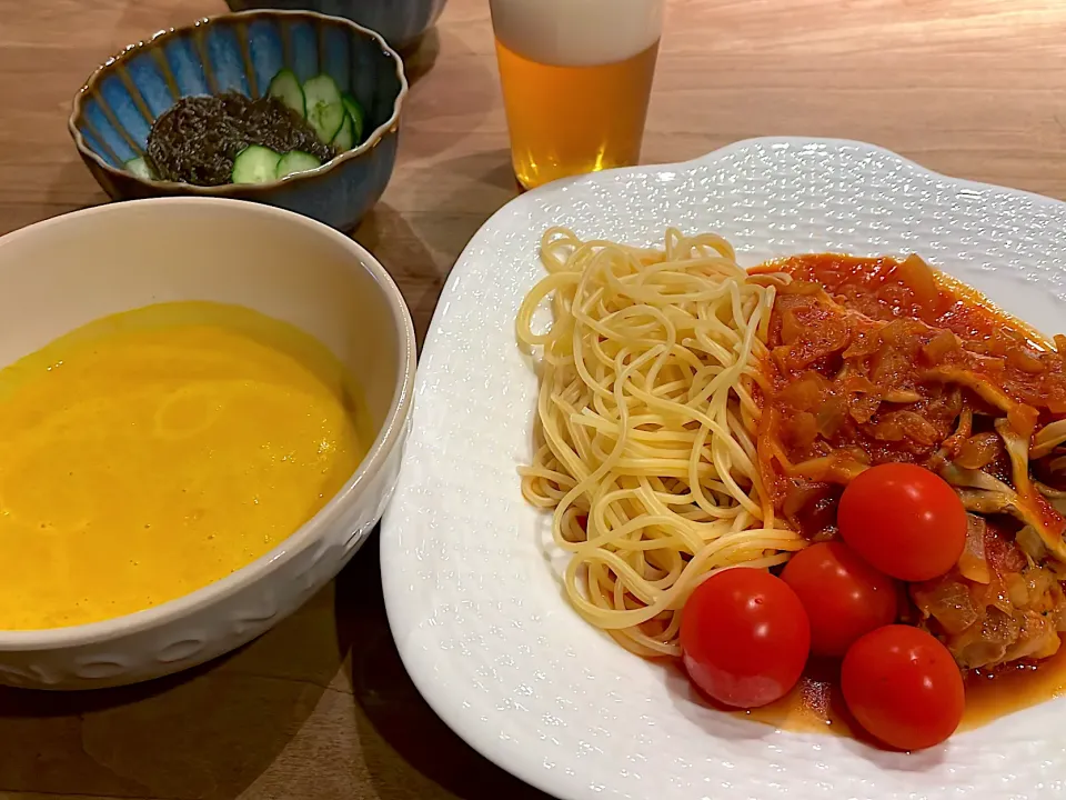 チキンのトマト煮・🎃パンプキンスープ|くり子さん