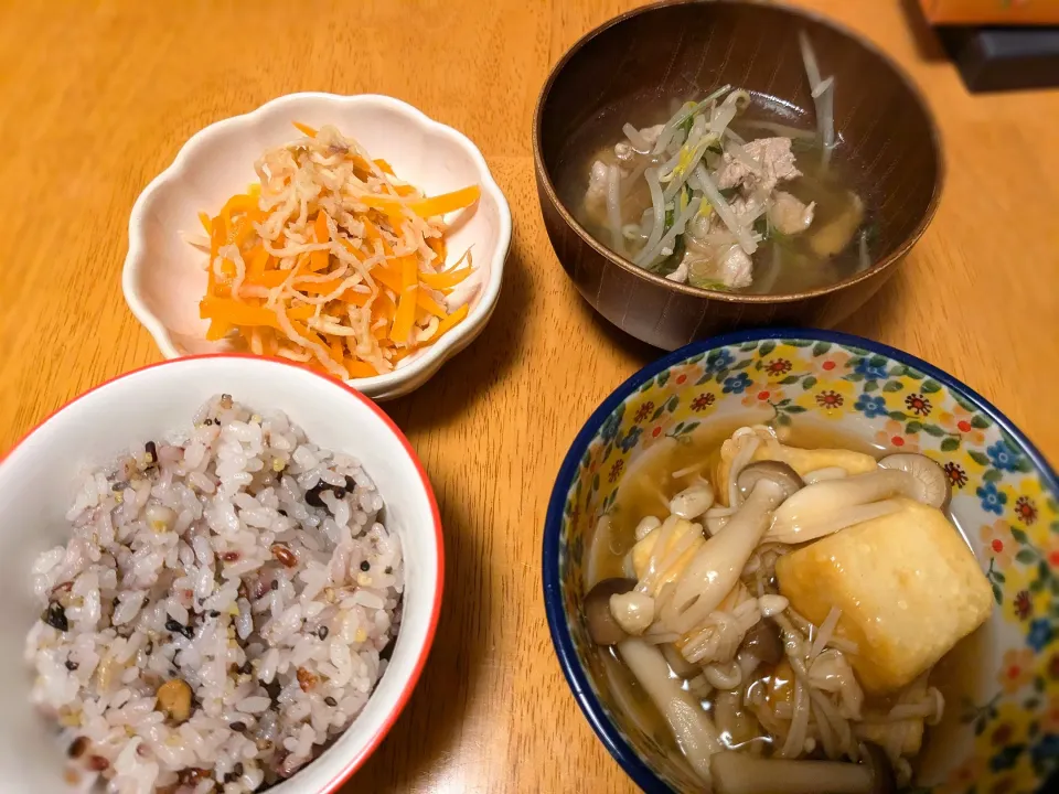 揚げ出しきのこ餡掛け定食|きなこもちさん