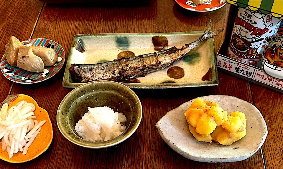 晩ごはん♯秋刀魚の塩焼き♯Yummy!ポテト|小松菜さん