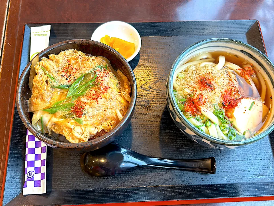 ミニカツ丼とミニうどん❣️|Yoshihiro  Hamasakiさん