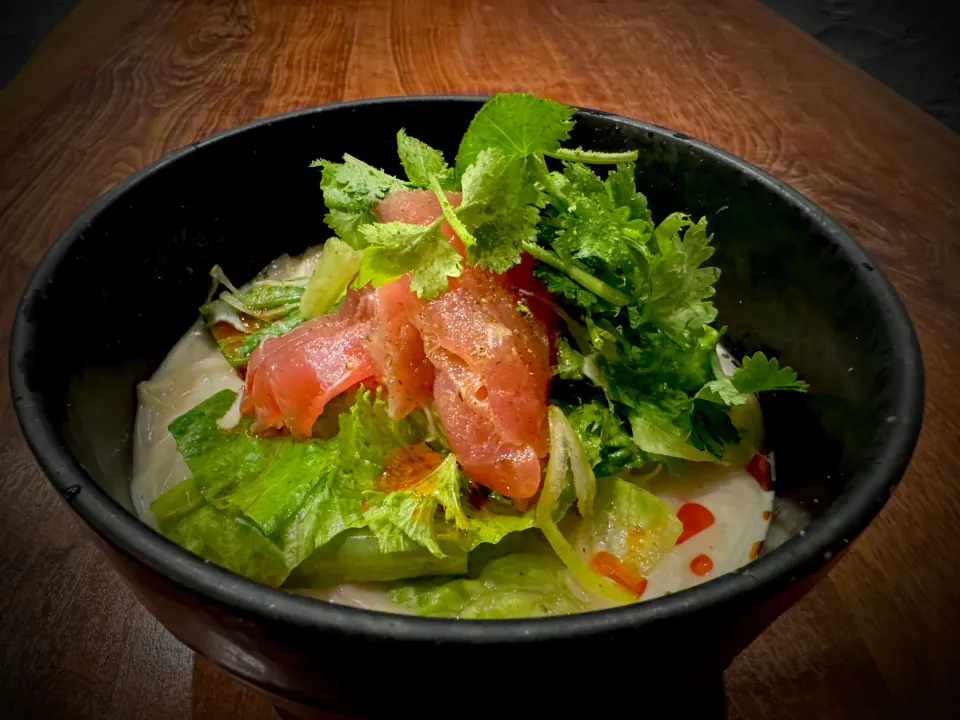 メバチマグロの中華風胡麻出汁そうめん|半田手延べそうめんの店 阿波や壱兆さん