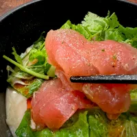 Snapdishの料理写真:メバチマグロの中華風胡麻出汁そうめん|半田手延べそうめんの店 阿波や壱兆さん