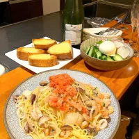 Snapdishの料理写真:生明太パスタ|_emi_48.0517さん