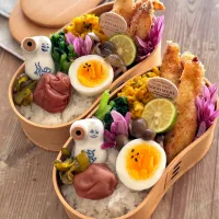 Snapdishの料理写真:私と娘のお弁当🍱 鶏ささみのスティックフライ/秋のお弁当