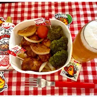 Snapdishの料理写真:マヨヤミーソテーおうちでキッチンカー風♪ビールもマシマシ🍺🍻|ワイントンさん