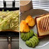 Snapdishの料理写真:7:39 レタスチーズホットサンド🥪|へれ子さん