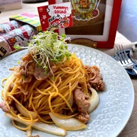 Snapdishの料理写真:Yummy！パスタ〜焼肉🥰| まぁちゃんさん