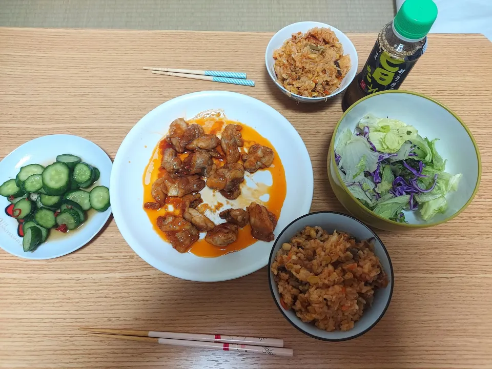 ヤンニョムチキン、焼きビビンバ|るかぱぱさん