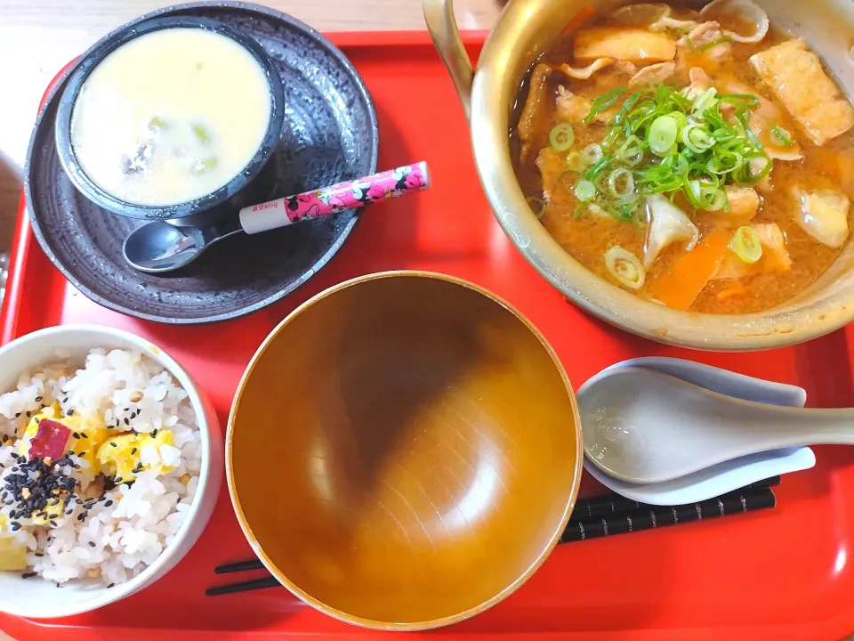 豚汁　茶碗蒸し　さつまいもご飯|さゆさん