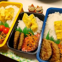 Snapdishの料理写真:夫弁当､娘弁当､息子弁当|みどりさん