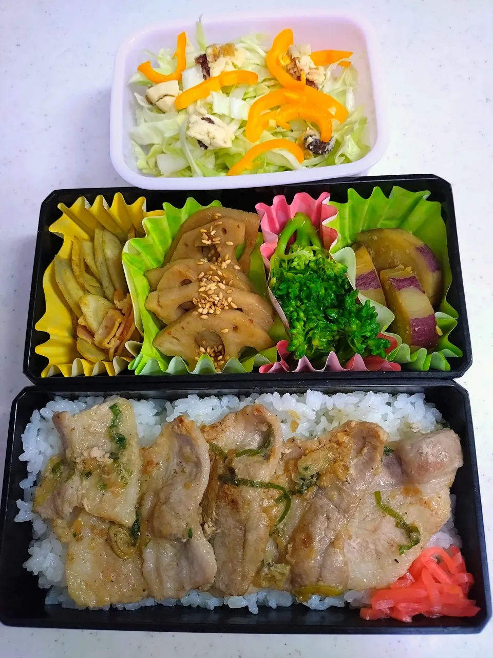 Snapdishの料理写真:🍀2024/1105(火)ねぎ塩豚バラ弁当|ともちんさん