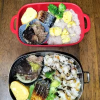 Snapdishの料理写真:旦那　私弁当🍱　塩さば~😄|miimiさん