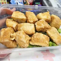 Snapdishの料理写真:lazy packed lunch - salt n pepper pan fry tofu for lunch|Chua Jeanさん