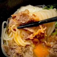 Snapdishの料理写真:牛とろ月見温めん|半田手延べそうめんの店 阿波や壱兆さん