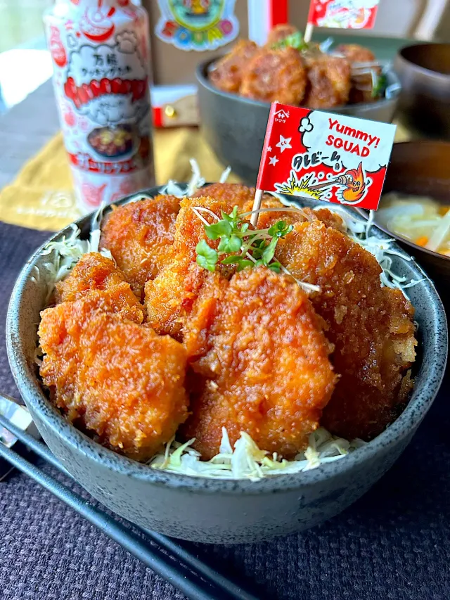 Snapdishの料理・レシピ写真:【Yummy!SQUAD】Yummy! de ソースカツ丼｜我が家のカツ丼が美味しい〜