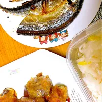 Snapdishの料理写真:久々の秋刀魚と🍆肉巻き✧|Japanese  spiritsさん